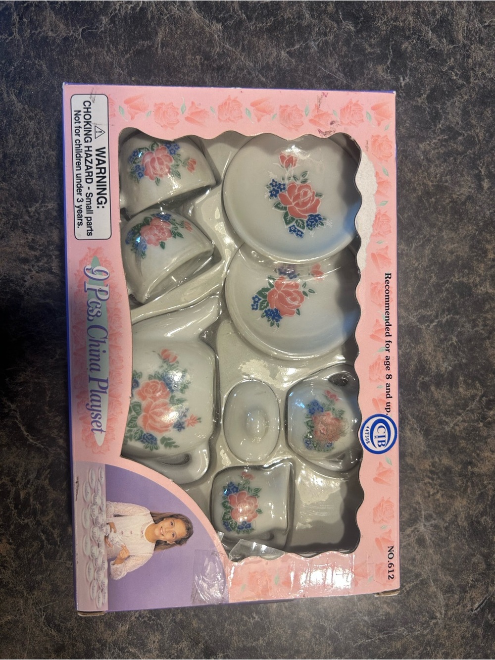 Kids China Playset - Floral White and Pink Tea Set